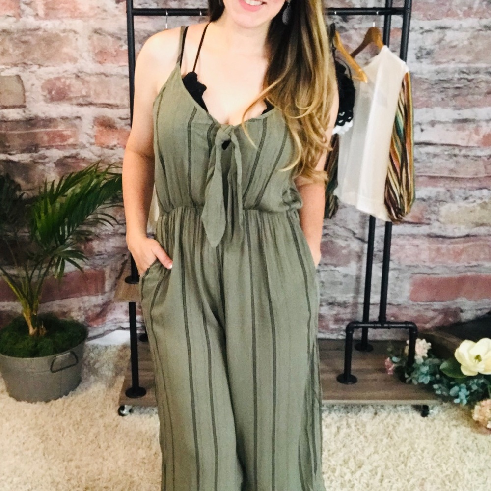 Olive and black romper